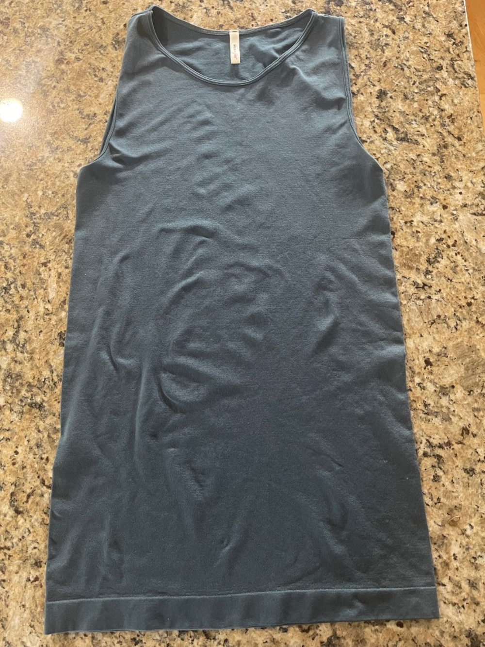 Skinnytees High Neck Tank Top Slate Grey Blue Layering Basic